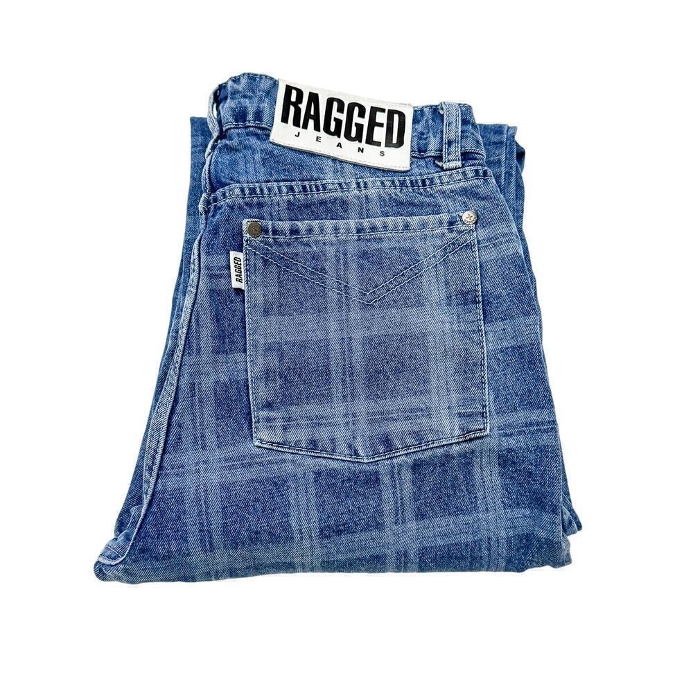 Ragged Plaid Patterned Denim Jeans RJSS21010010DN SIZE 28